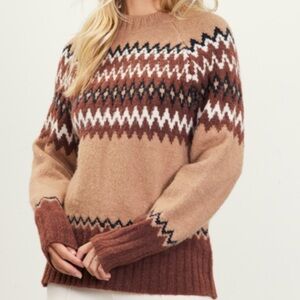 NWT fair isle sweater tan and brown. So warm! Gorgeous! Multiple sizes